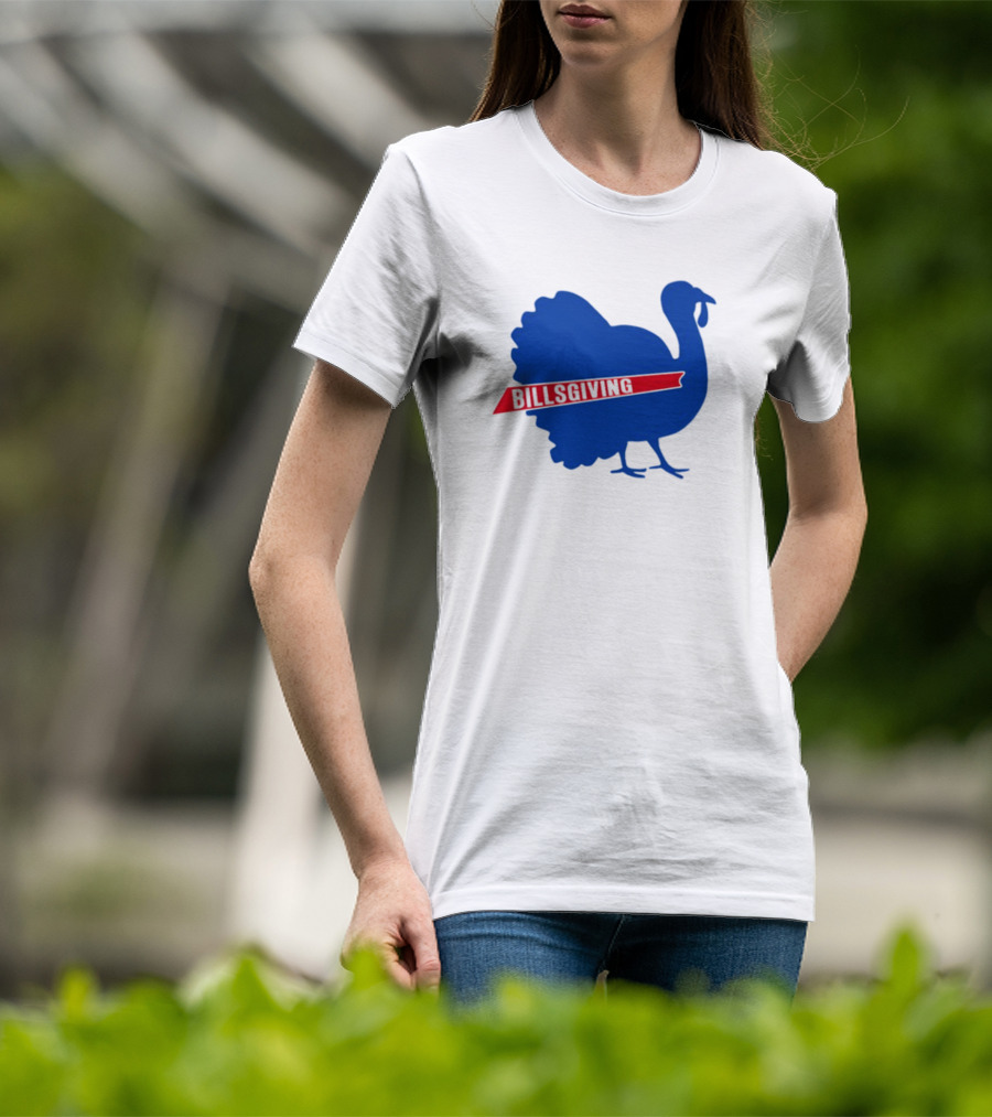 Billsgiving Turkey With Blue And Red T-Shirt