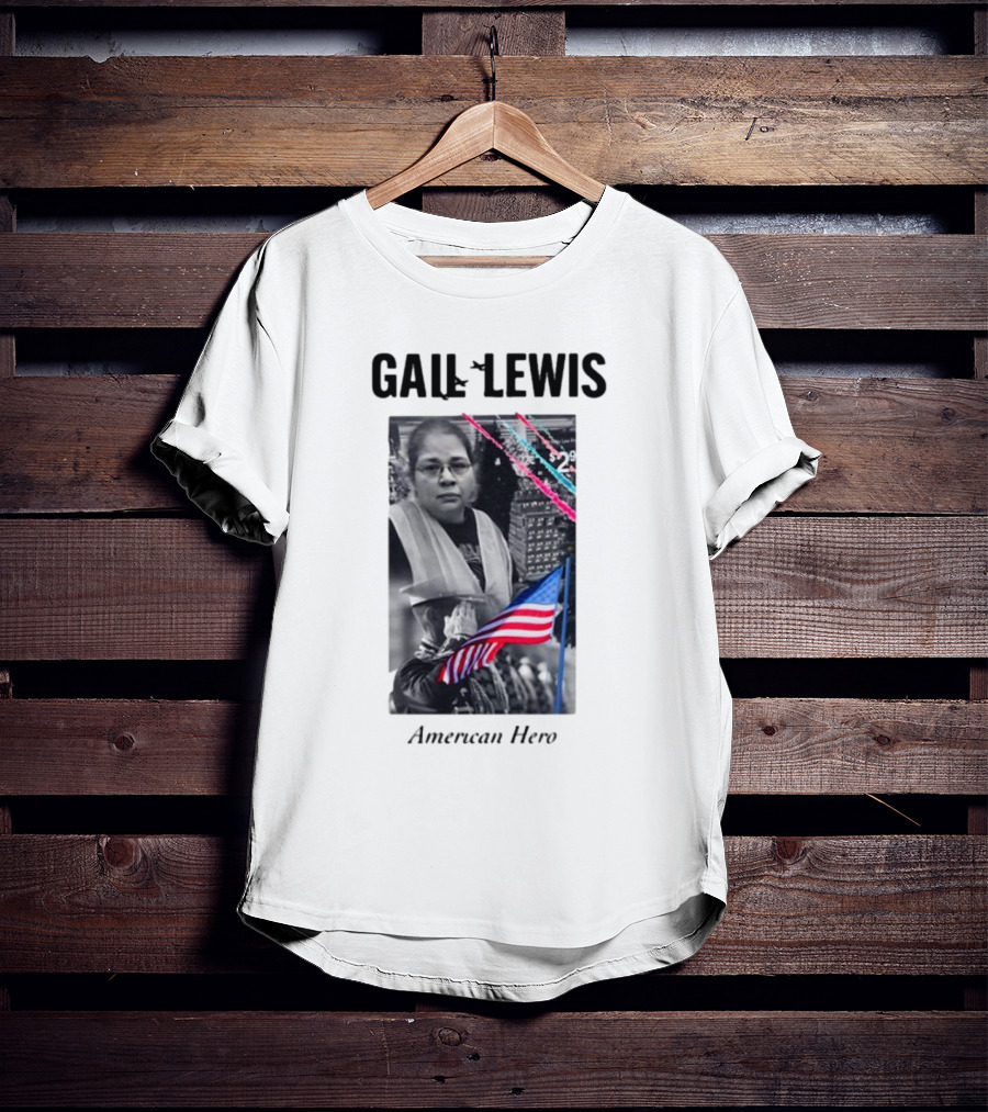 Gail Lewis American Hero Holding Flag Patriotic T-Shirt