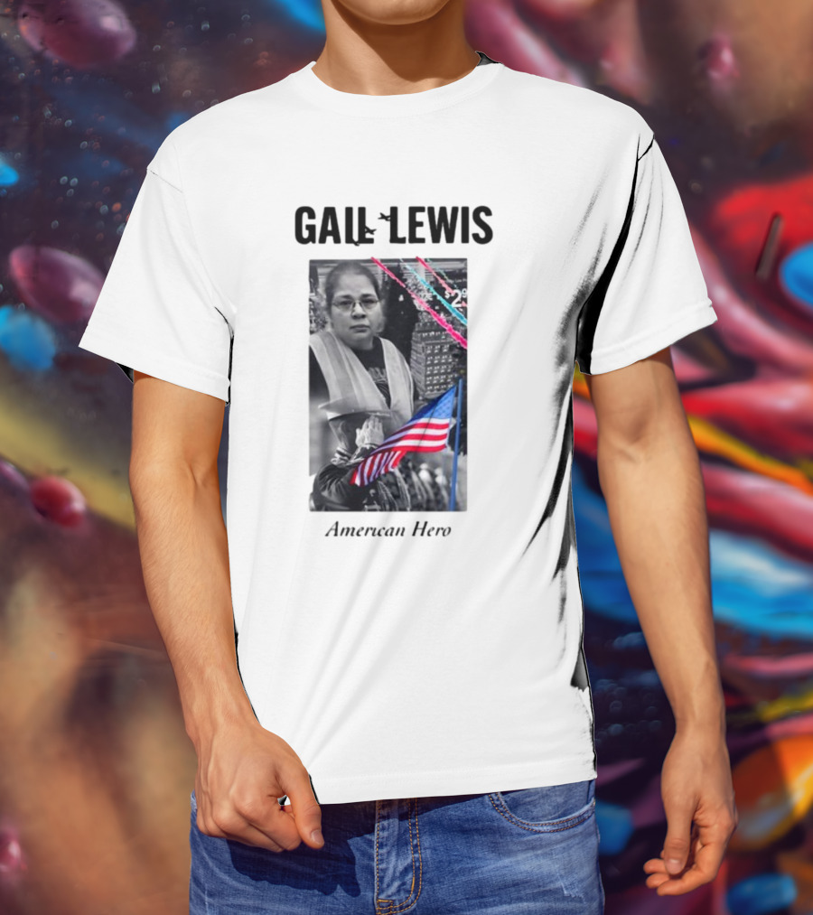 Gail Lewis American Hero Holding Flag Patriotic T-Shirt