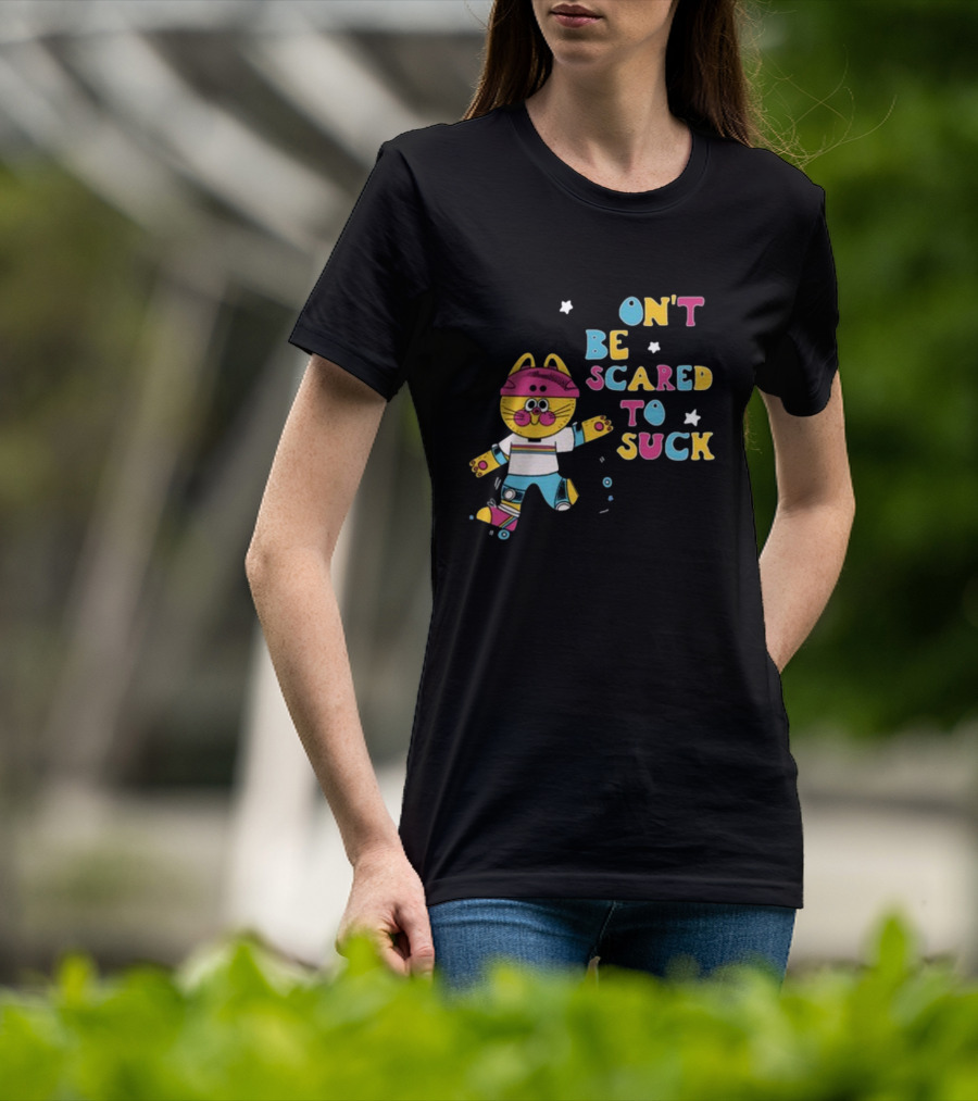Don't Be Scared To Suck Pinkgabbercat Skateboarding Cat T-Shirt