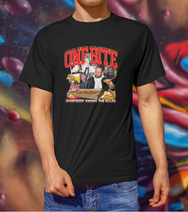 One Bite Everybody Knows The Rules Dave Portnoy Pizza Review Collage T-Shirt