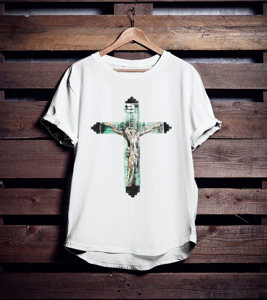 Nawafers The Cross Hardware Circuit Crucifix T-Shirt