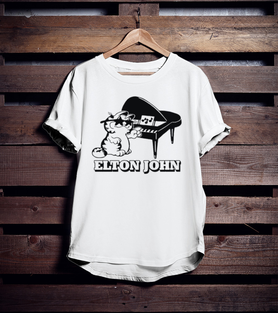 Garf At The Piano With Elton John Motif T-Shirt
