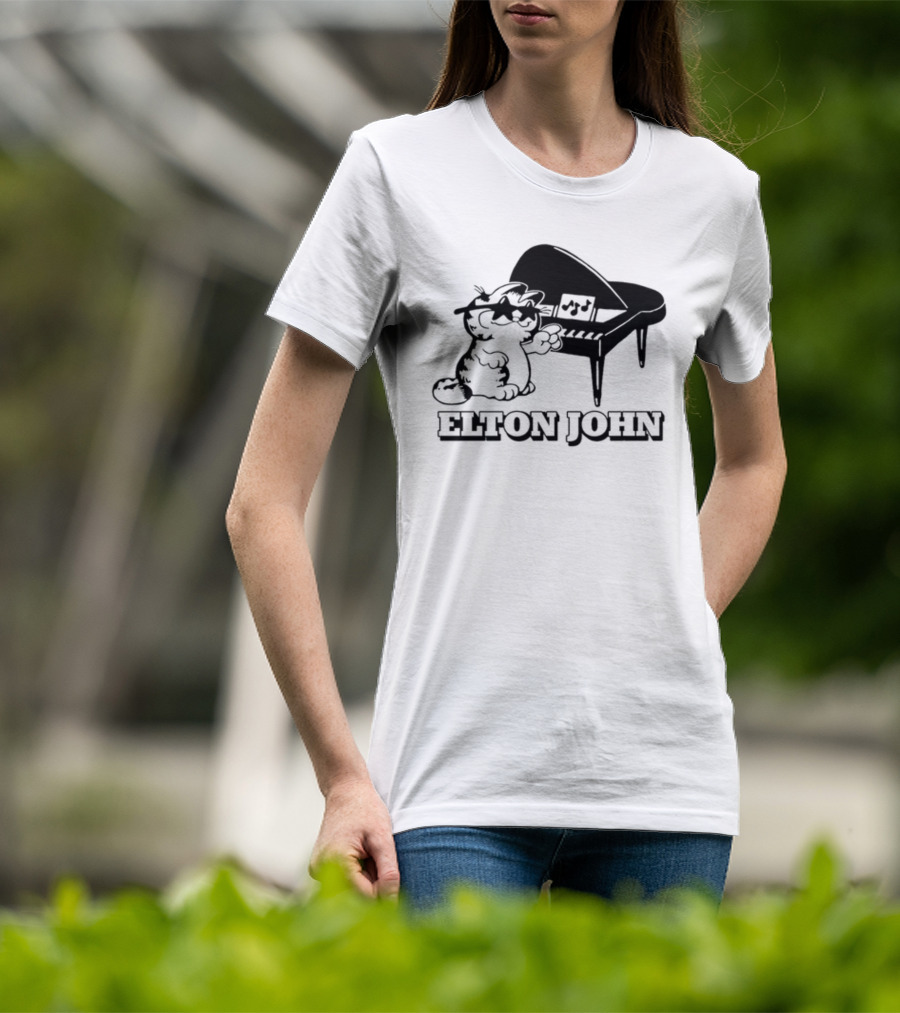Garf At The Piano With Elton John Motif T-Shirt