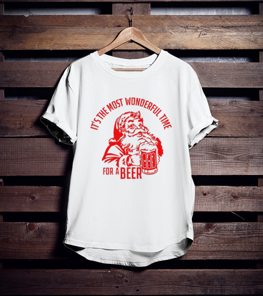 Santa Claus It's The Most Wonderful Time For A Beer Christmas T-Shirt
