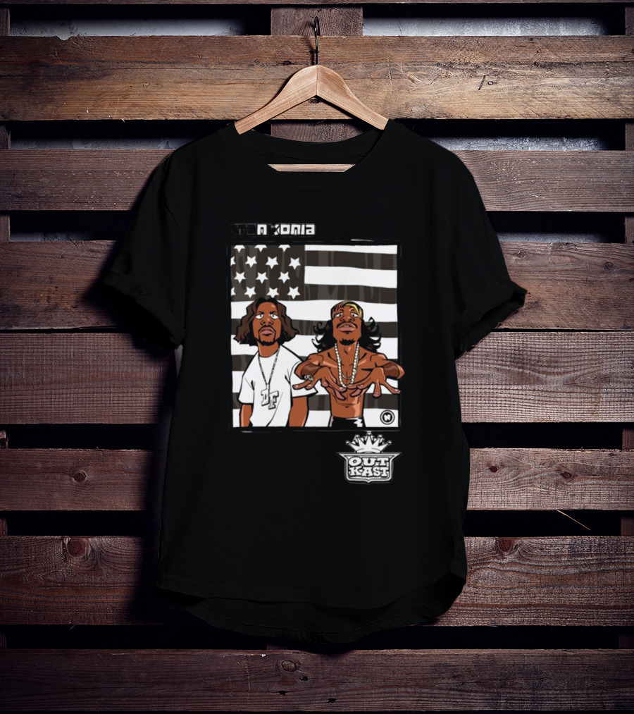 Stankonia Outkast Cartoon Style Stars And Stripes Duo Art By Nuri Durr T-Shirt