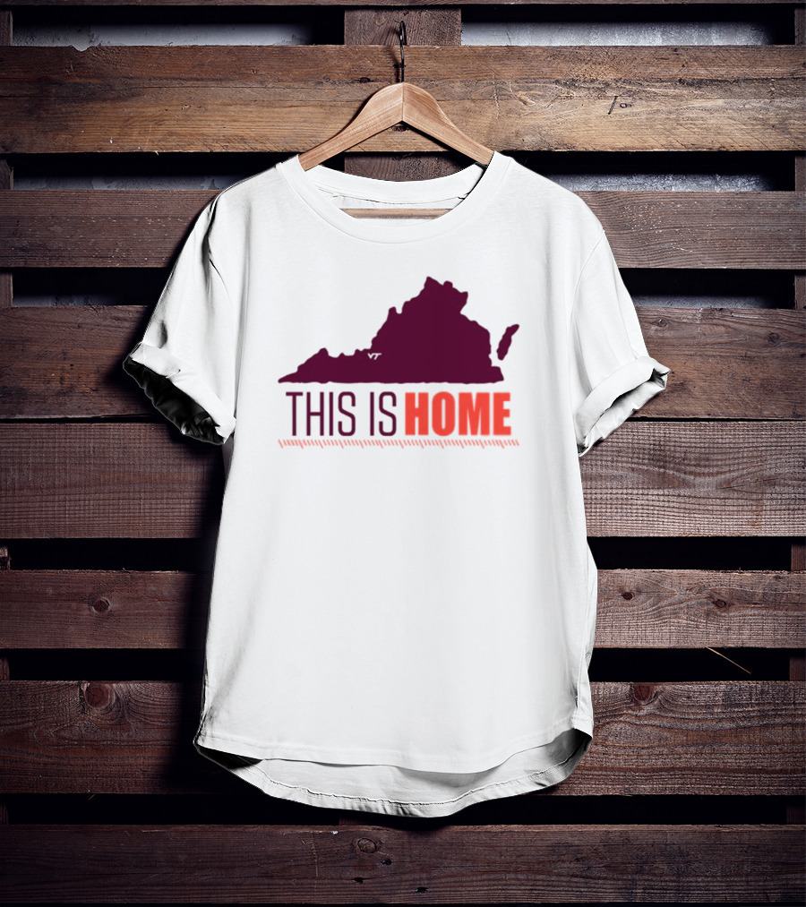 Virginia Tech Football Win This Is Home Virginia Outline T-Shirt