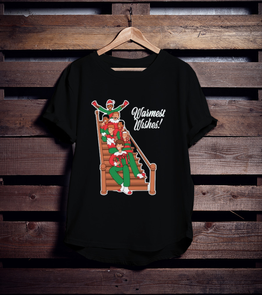 Warmest Wishes Holiday Family Celebration On Stairs T-Shirt