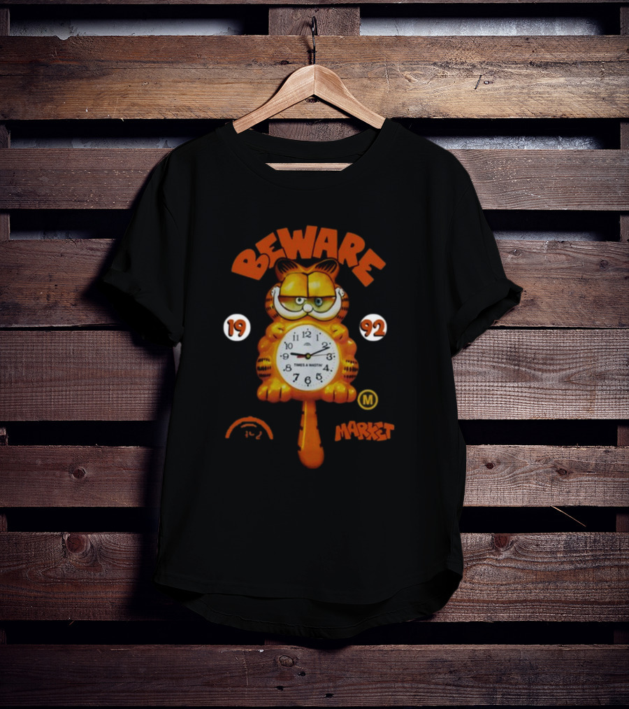 Beware Market Garfield 1992 Times And Waits Clock M T-Shirt