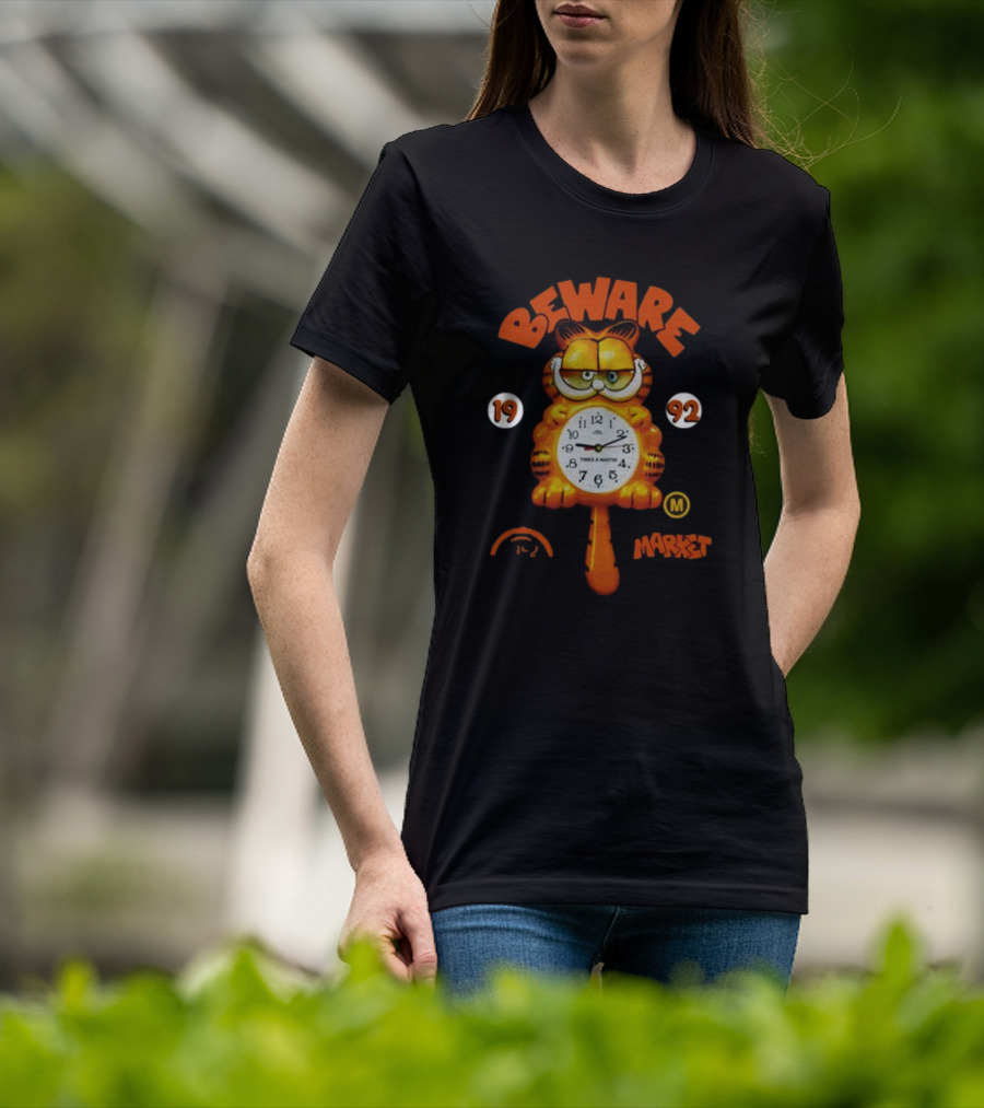 Beware Market Garfield 1992 Times And Waits Clock M T-Shirt