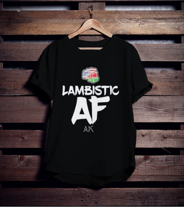 Lambistic AF American Kenyan Flag Map T-Shirt
