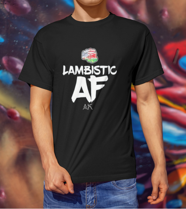 Lambistic AF American Kenyan Flag Map T-Shirt