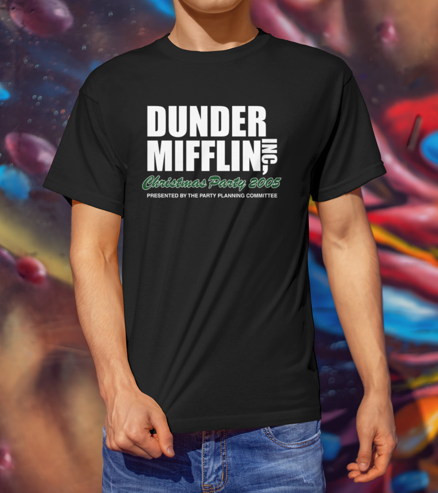 Dunder Mifflin Inc Christmas Party 2005 Presented By The Party Planning Committee Office Event T-Shirt