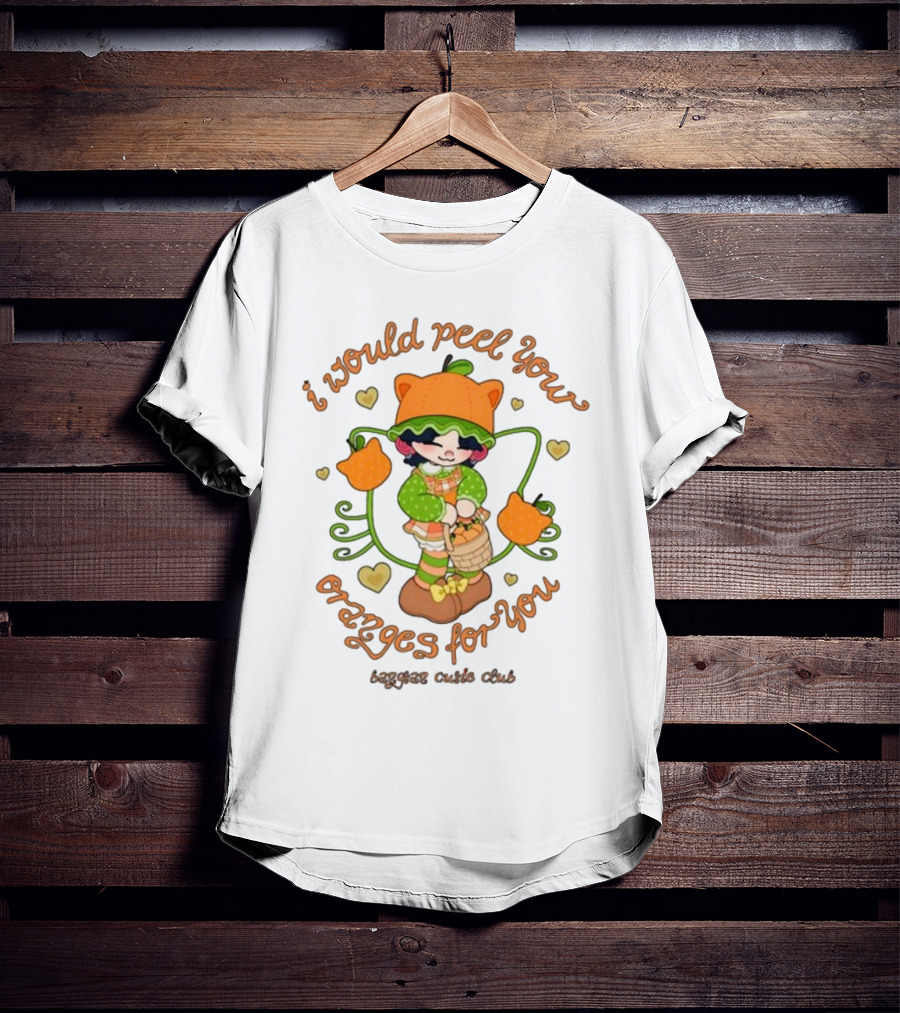 Lizi Bug I Would Peel You Oranges For You Bangtan Cutie Club Playful Orange-Themed Character T-Shirt