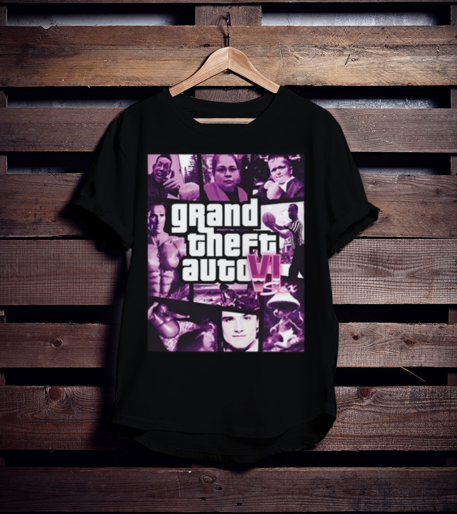 Grand Theft Auto VI Six Galleryno8 Purple Collage T-Shirt