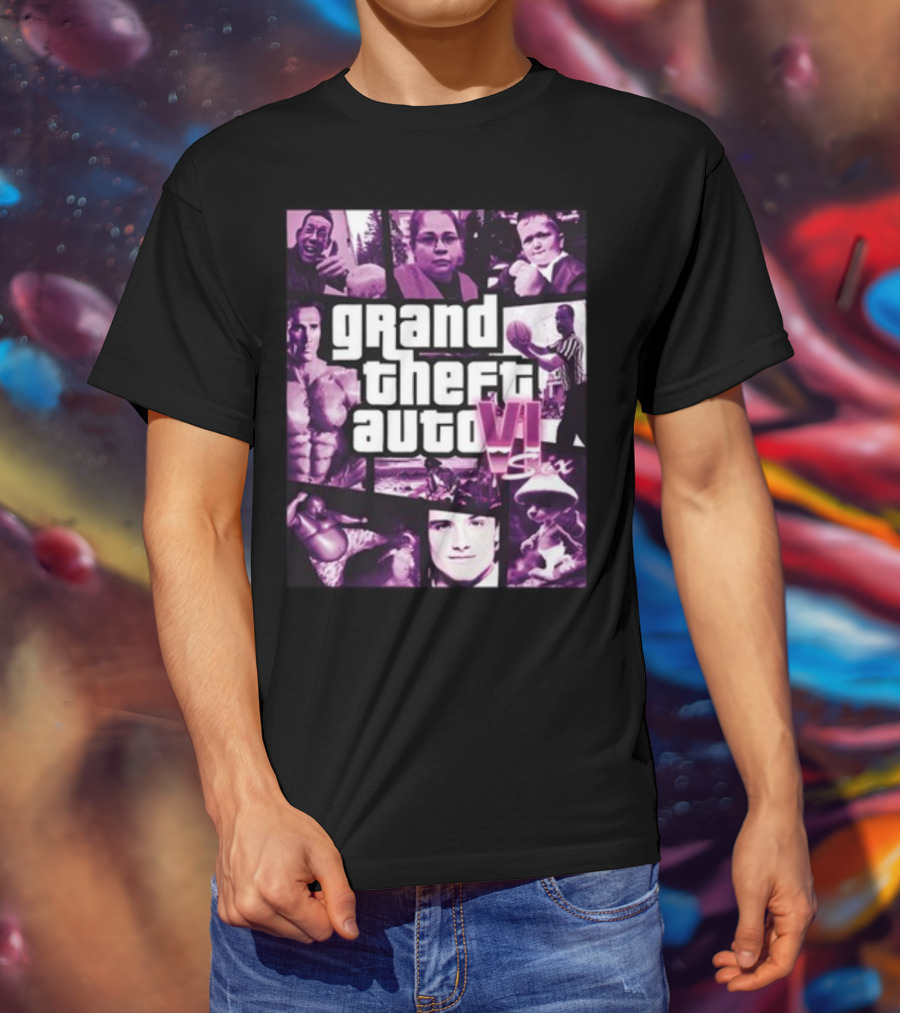 Grand Theft Auto VI Six Galleryno8 Purple Collage T-Shirt