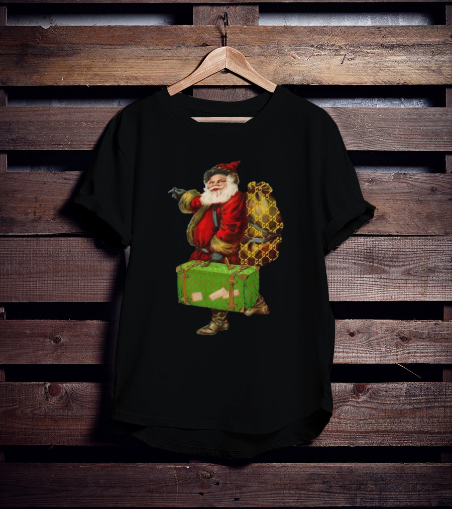Santa With Chic Designer Style Backpack T-Shirt