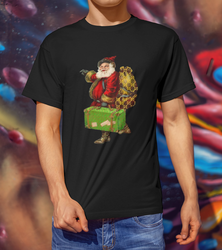Santa With Chic Designer Style Backpack T-Shirt