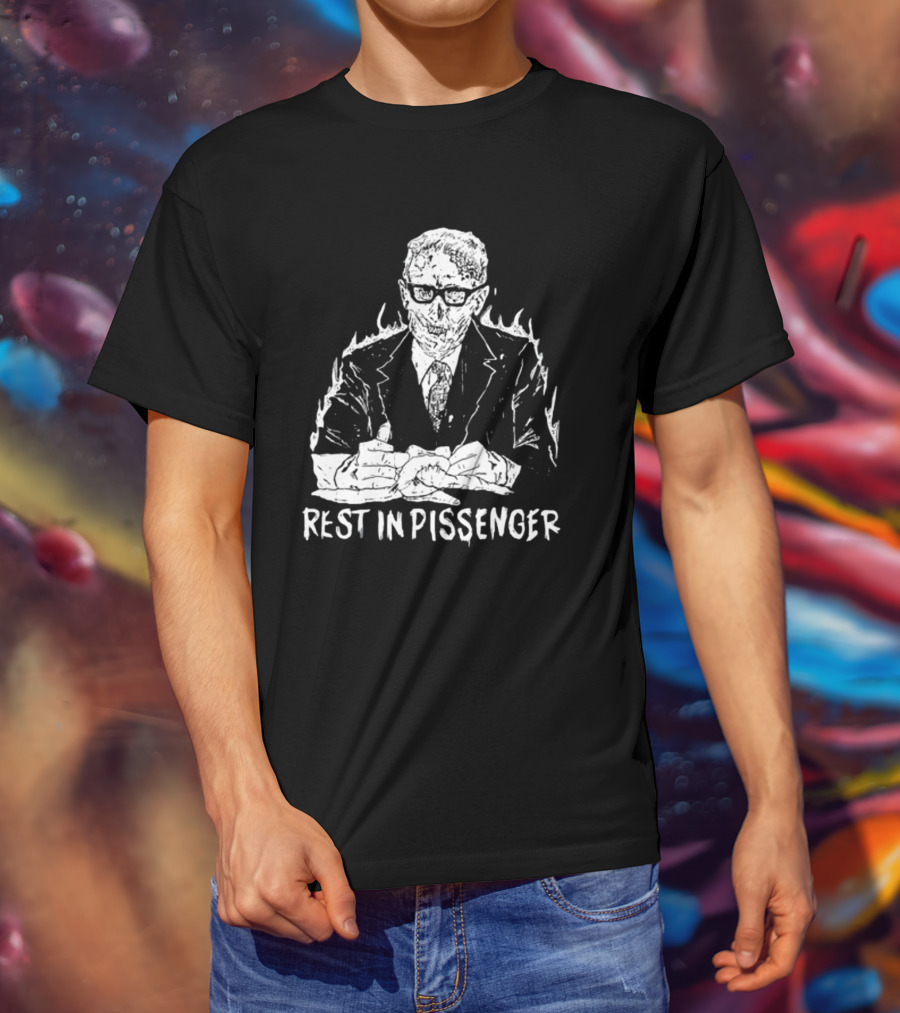 Punkwithacamera Rest In Pissenger Skeleton Suit Flames T-Shirt
