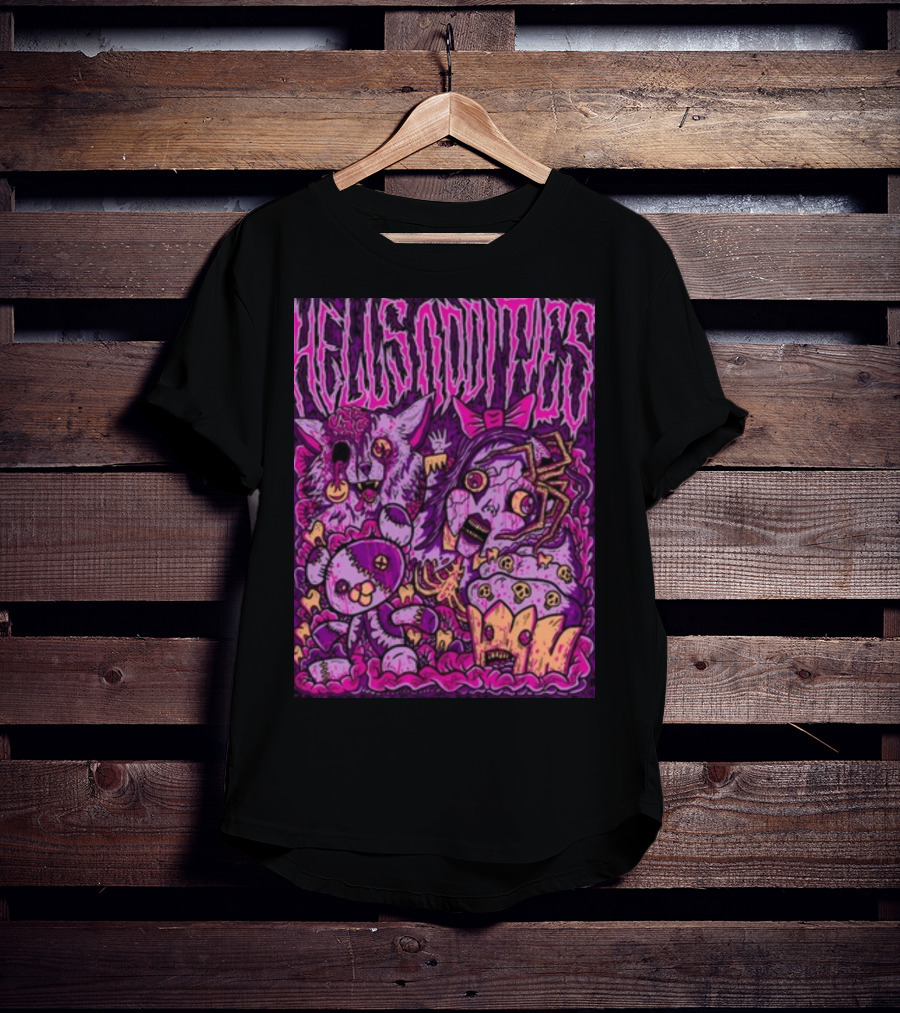 Hells Oddities Creepy Doll Zombie Cupcake Cat Monster Bits N' Pieces T-Shirt
