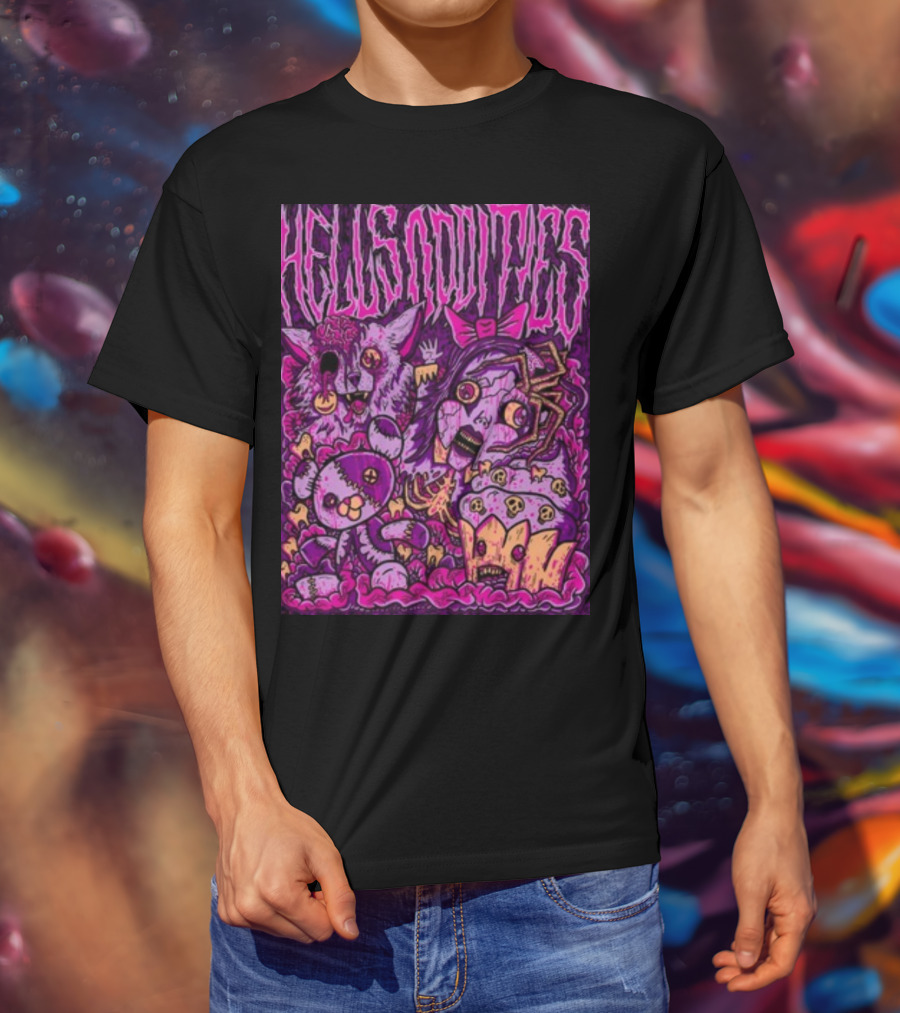 Hells Oddities Creepy Doll Zombie Cupcake Cat Monster Bits N' Pieces T-Shirt