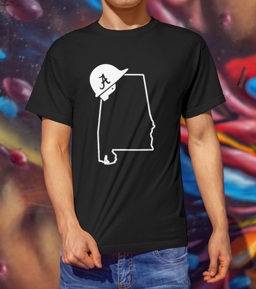 Alabama State Outline With Safety Helmet Featuring A T-Shirt
