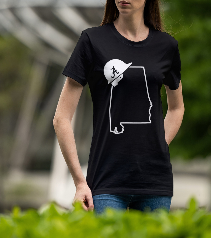 Alabama State Outline With Safety Helmet Featuring A T-Shirt