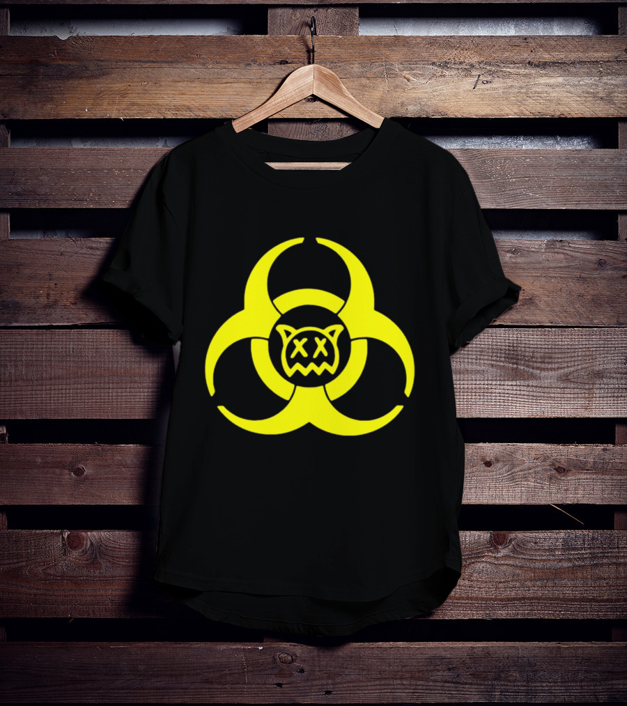 Ren Biohazard Symbol With X-Eyed Cat Face T-Shirt