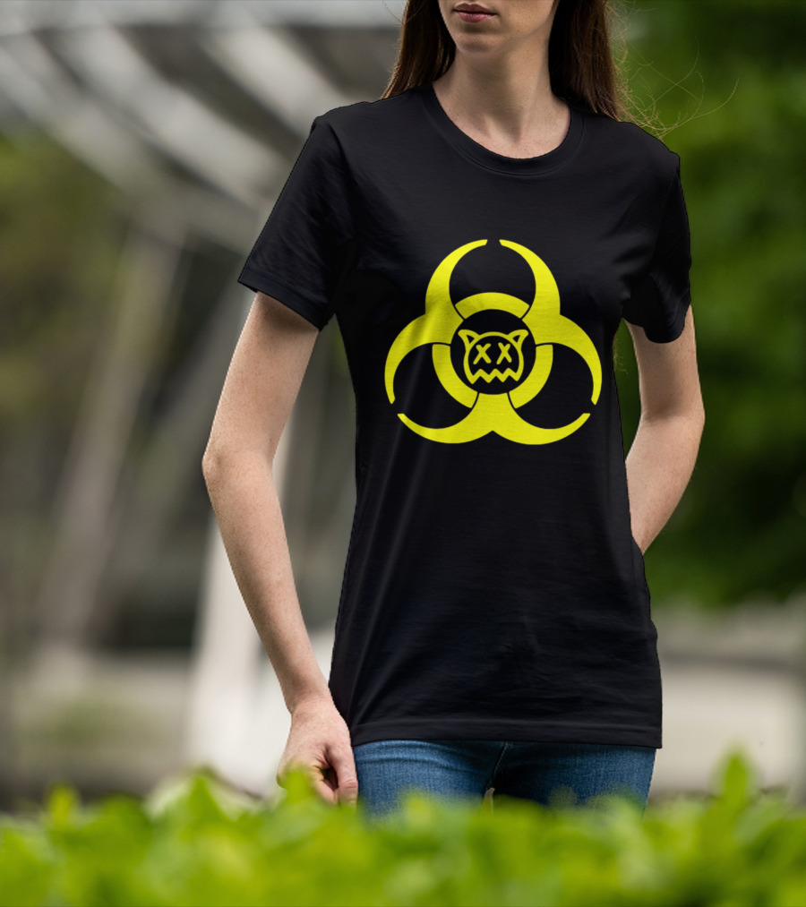 Ren Biohazard Symbol With X-Eyed Cat Face T-Shirt