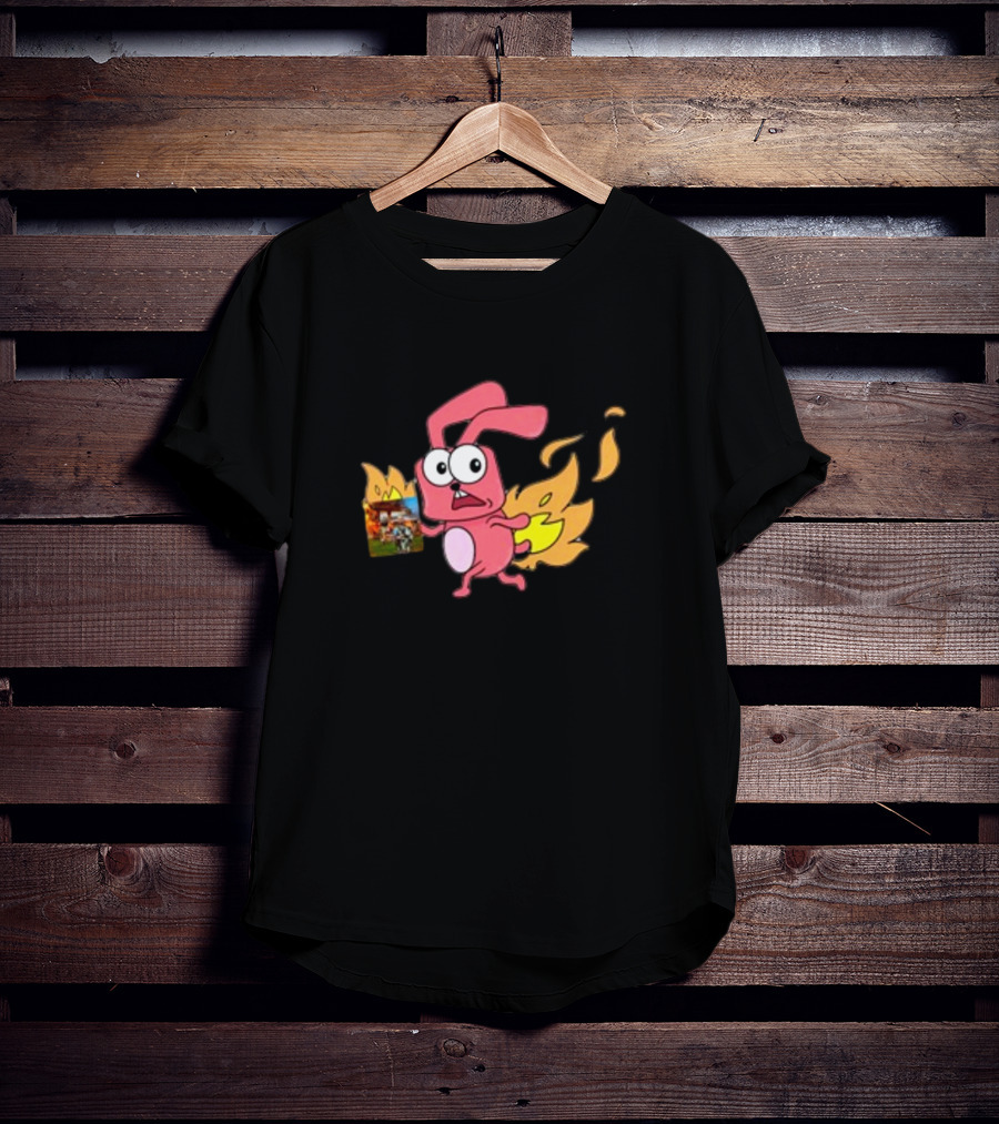 Idgafos Bunny With Flaming Tail Holding Book By Dillon Francis T-Shirt
