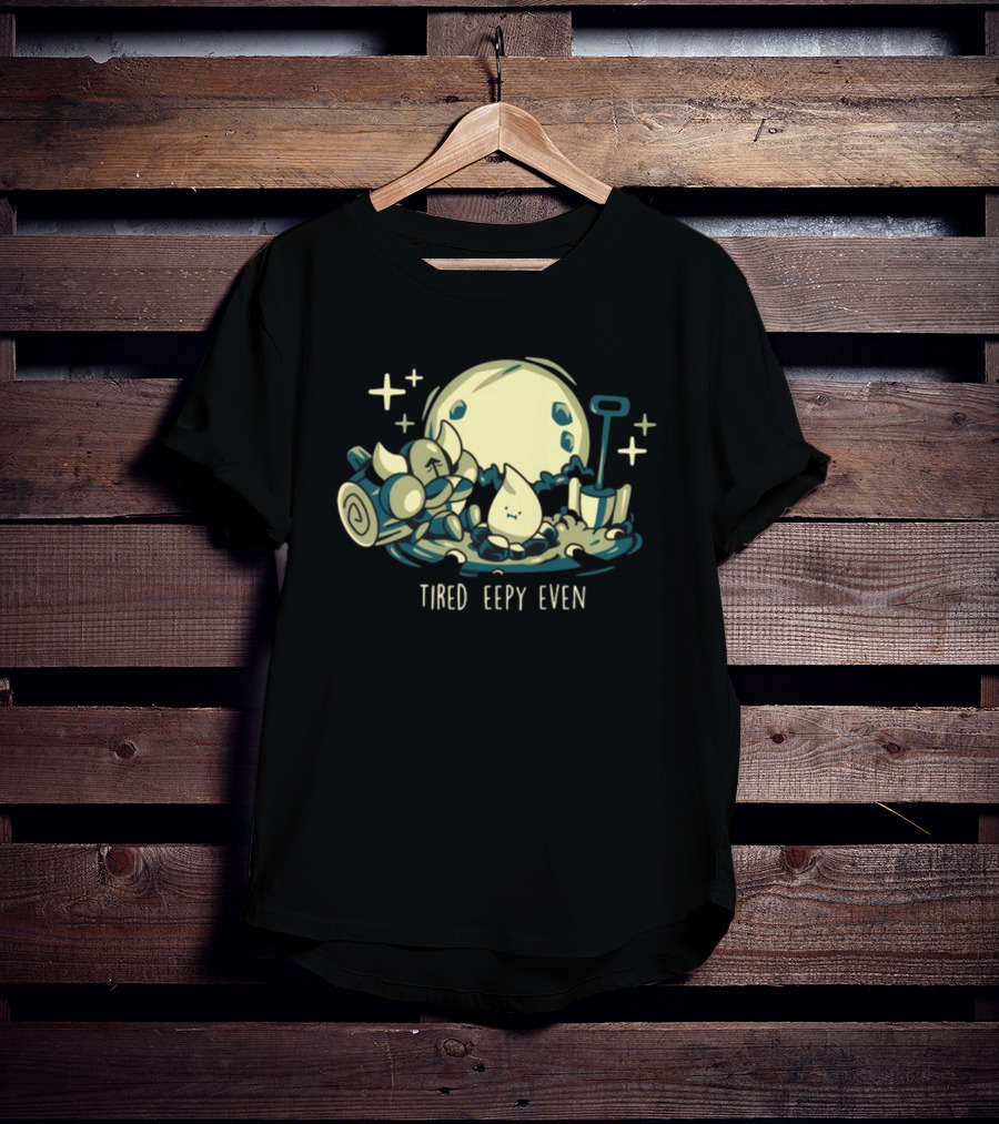 Tired Eepy Even Sleepy Characters Under Moonlit Sky T-Shirt