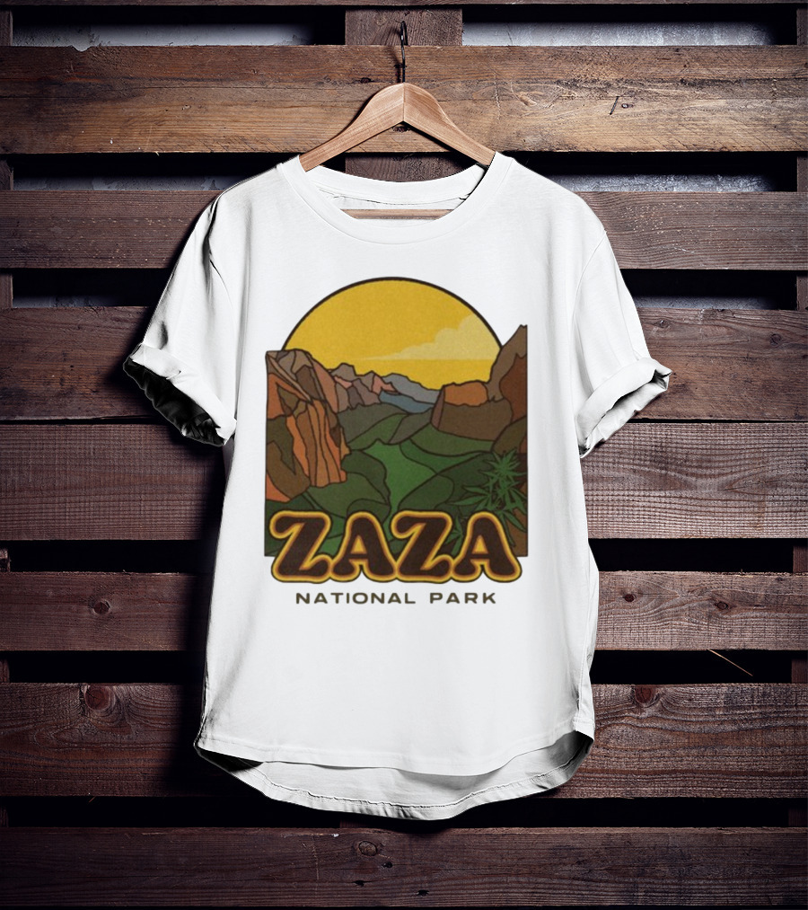 Zaza National Park Vintage Landscape With Mountains And Yellow Sunset T-Shirt
