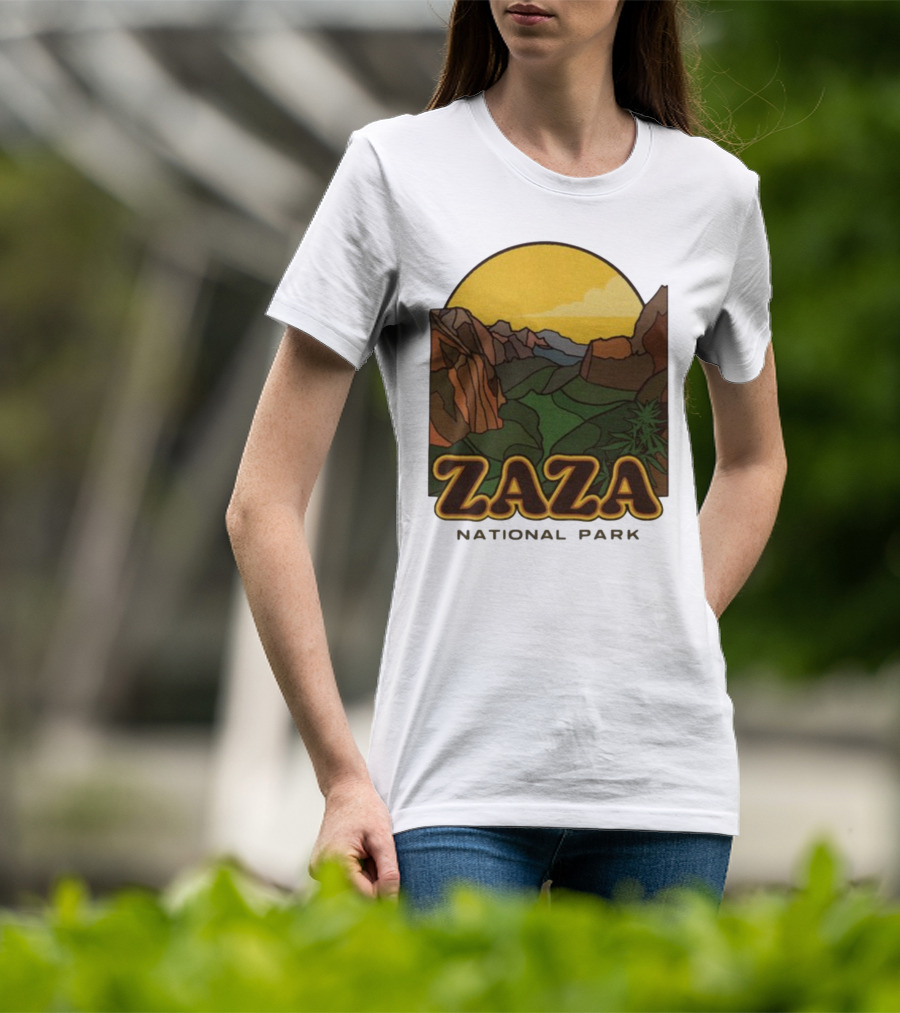 Zaza National Park Vintage Landscape With Mountains And Yellow Sunset T-Shirt
