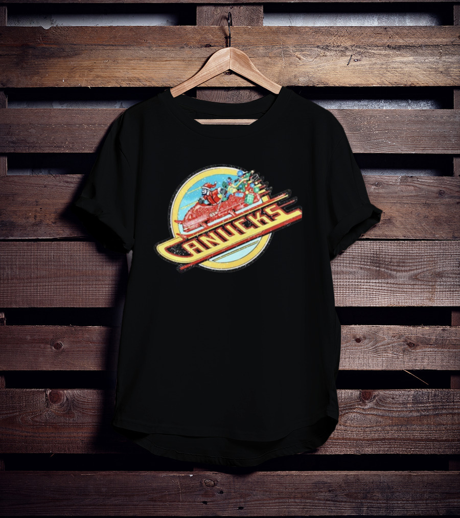 Canucks Christmas Skate Sleigh Santa Hockey Presents T-Shirt
