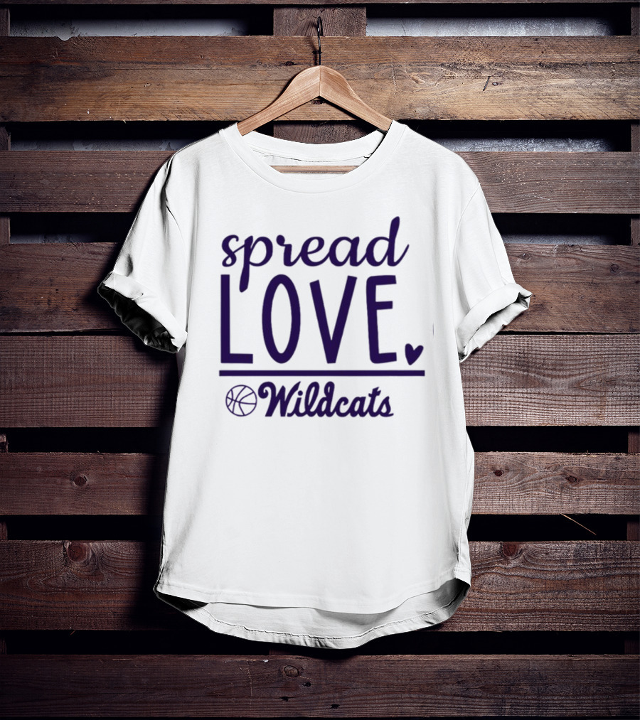 Spread Love Wildcats Basketball Heart T-Shirt
