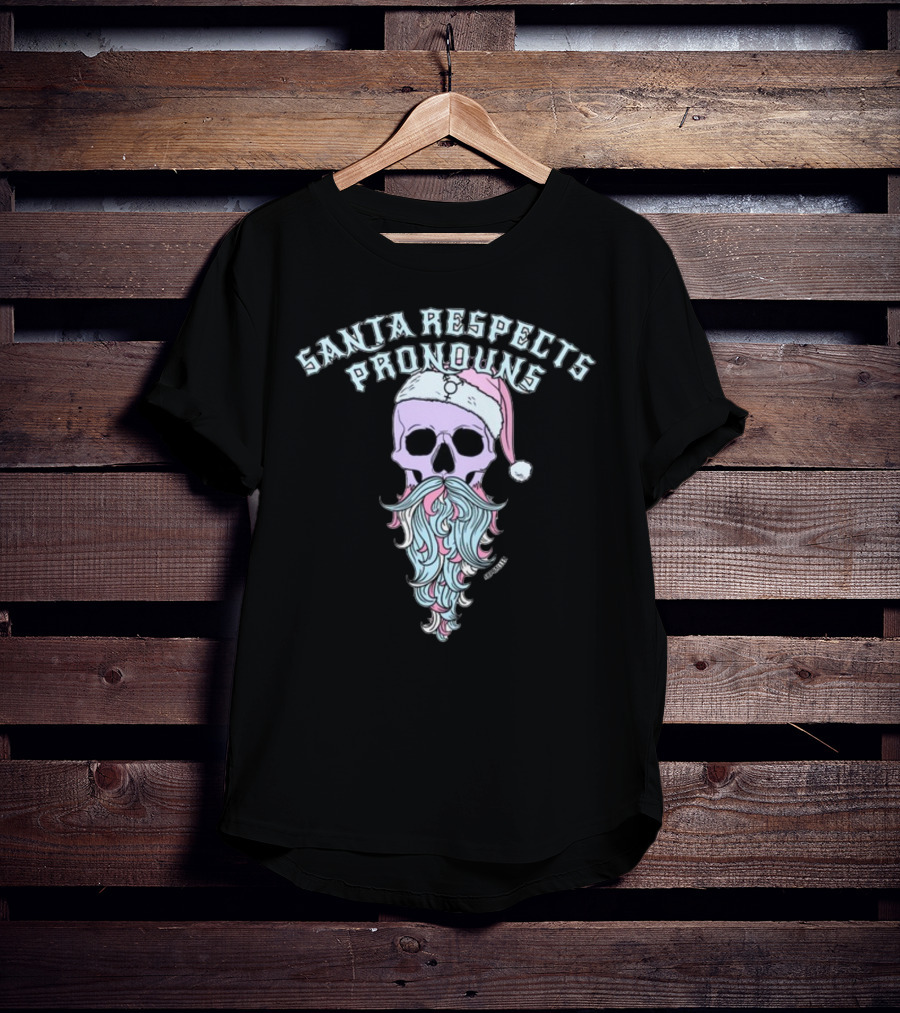 Santa Respects Pronouns Pastel Skull By Abprallenuk T-Shirt
