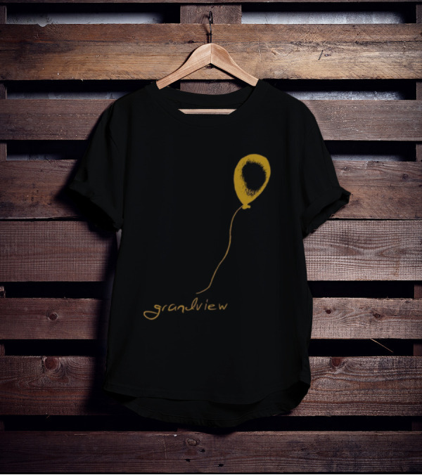 Yellow Balloon Sketch With 'Grandview' Script T-Shirt