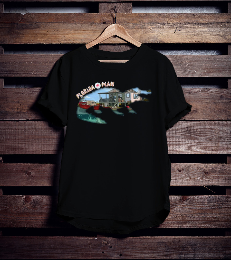 Florida Man Houseboat Adventure With Alligator And Boat T-Shirt
