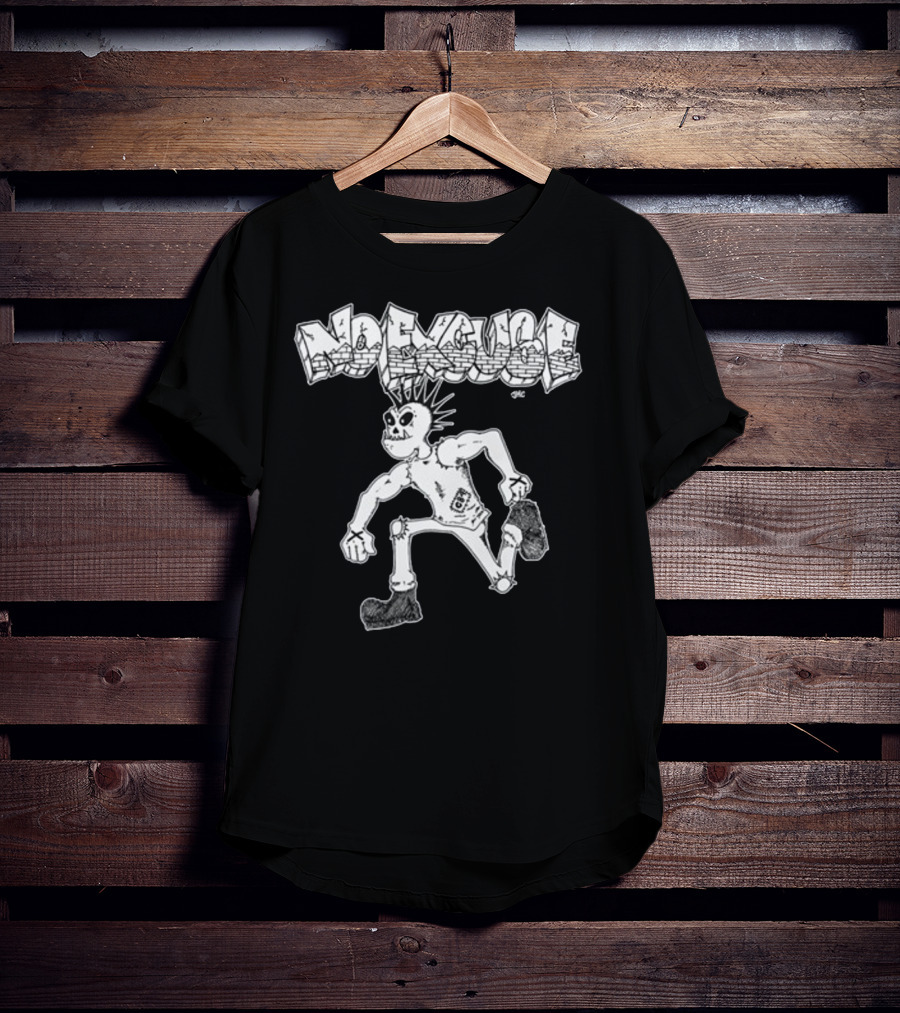 No Excuse Punk Skeleton In Graffiti T-Shirt