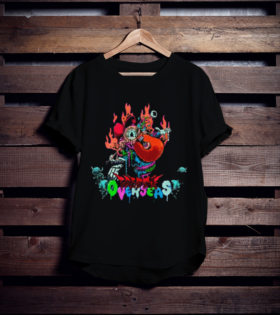 Freddie Overseas Onlepine Psychedelic Cartoon Creature With Flames T-Shirt