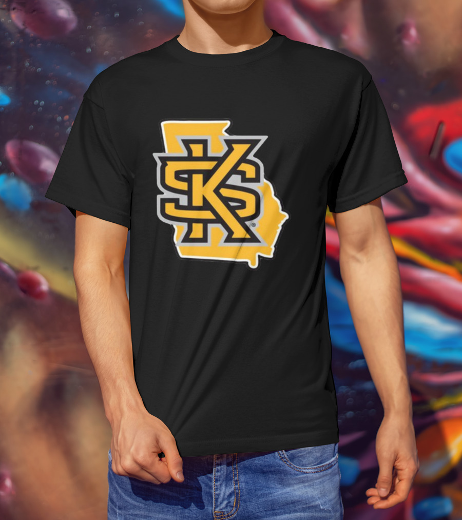 Kennesawfifty1 KS Letter Overlay On Georgia Shape T-Shirt