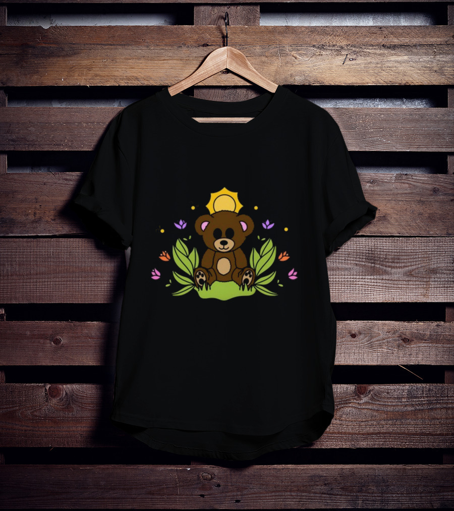 Take It Easy On Yourself Themindfulbutterflyy Bear With Flowers And Sunburst T-Shirt