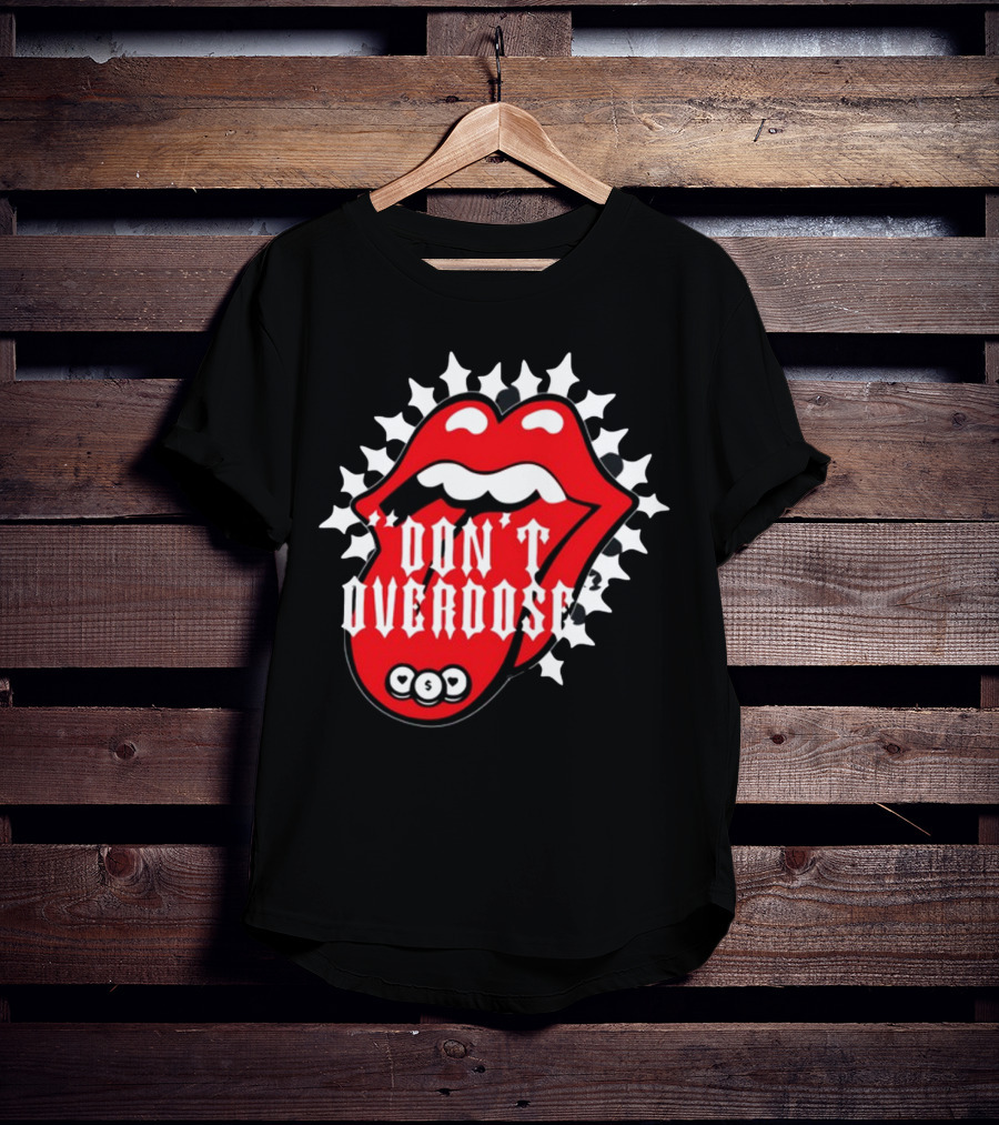 Upperlevel916 Evol Love Is A Drug Don't Overdose Iconic Red Lips T-Shirt