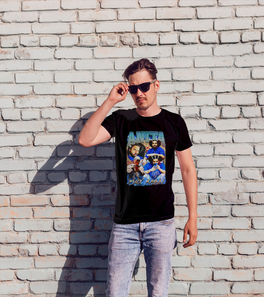 Anita Max Wynn Goofy Garms Blue Photography Collage T-Shirt