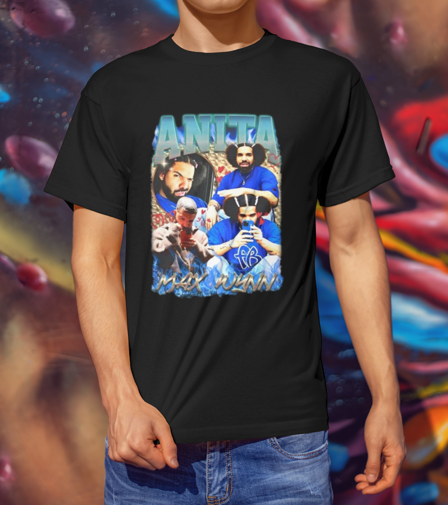 Anita Max Wynn Goofy Garms Blue Photography Collage T-Shirt