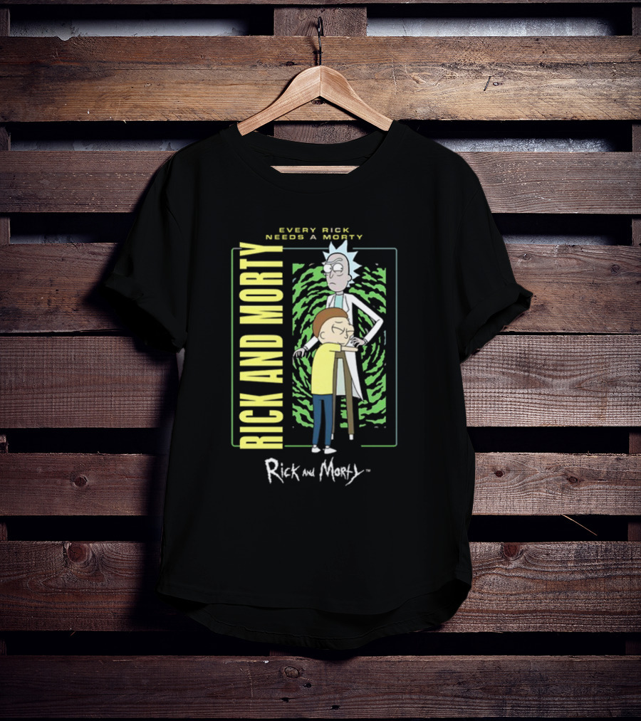 Every Rick Needs A Morty Rick And Morty Portal Green Background Duo T-Shirt