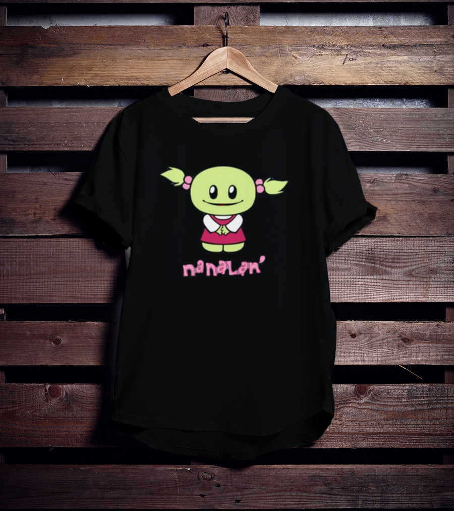 Retrokid YTV Nanalan Mona Cute Green Character With Pigtails And Pink T-Shirt