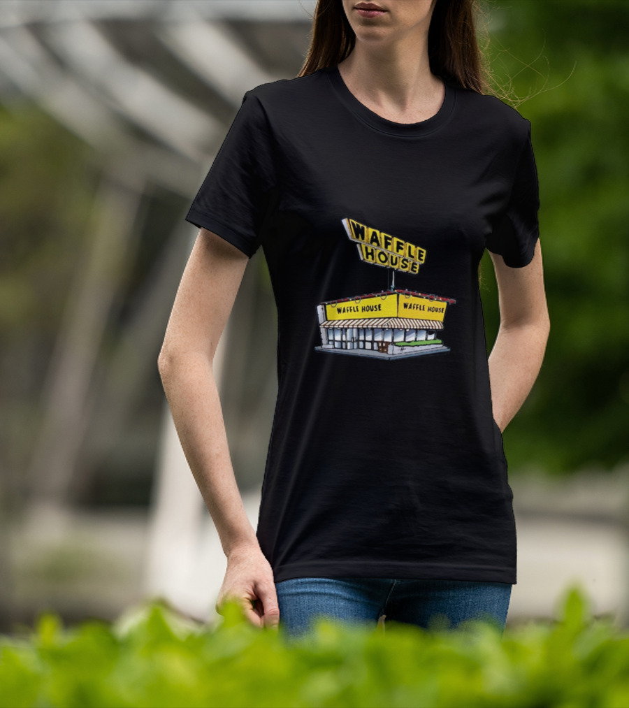 Waffle House Blue Christmas Storefront Signage T-Shirt
