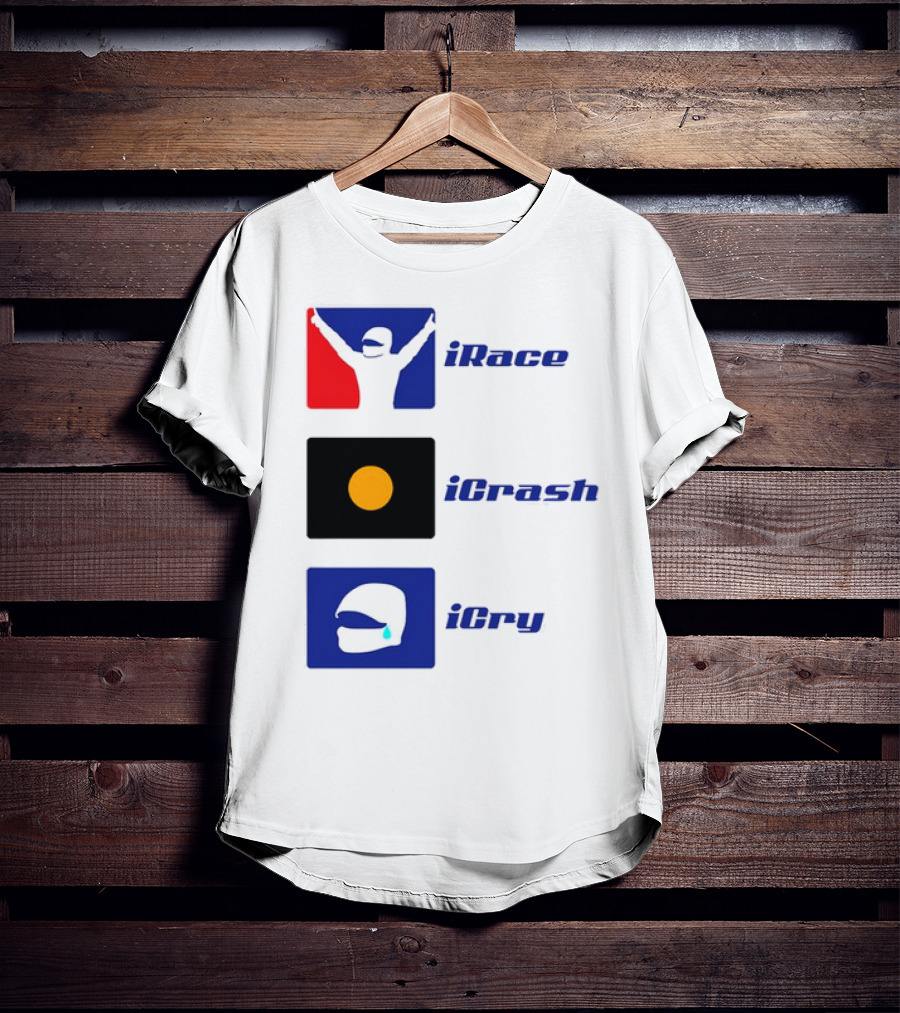 Basic Ollie IRace ICrash ICry Racing Icons And Emojis T-Shirt