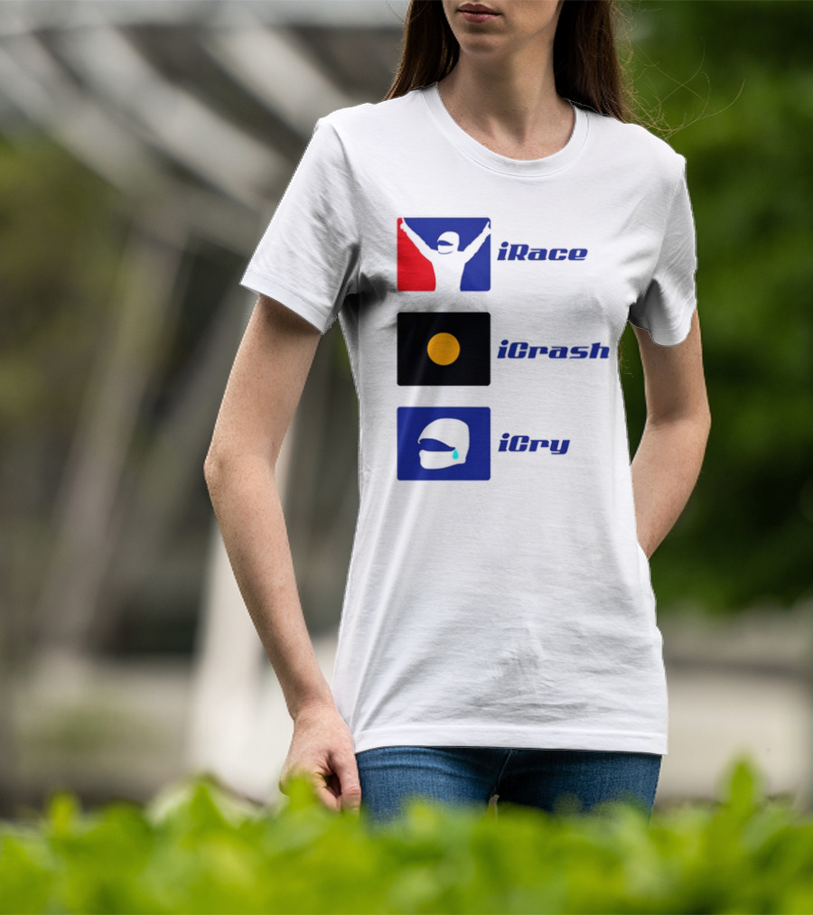 Basic Ollie IRace ICrash ICry Racing Icons And Emojis T-Shirt